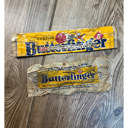 Vintage 1930s Butterfinger Curtiss Candy Co. Wax Wrappers One Cent / Five Cents