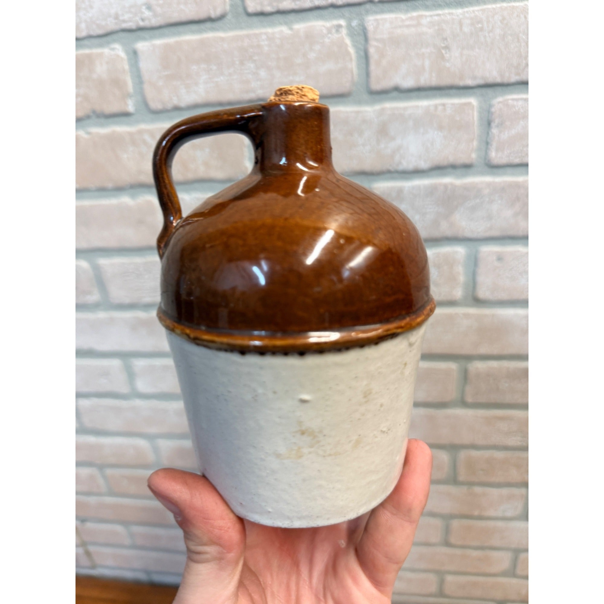 Antique Vintage Pipsqueak Mini Two Tone Stoneware Jug Whiskey
