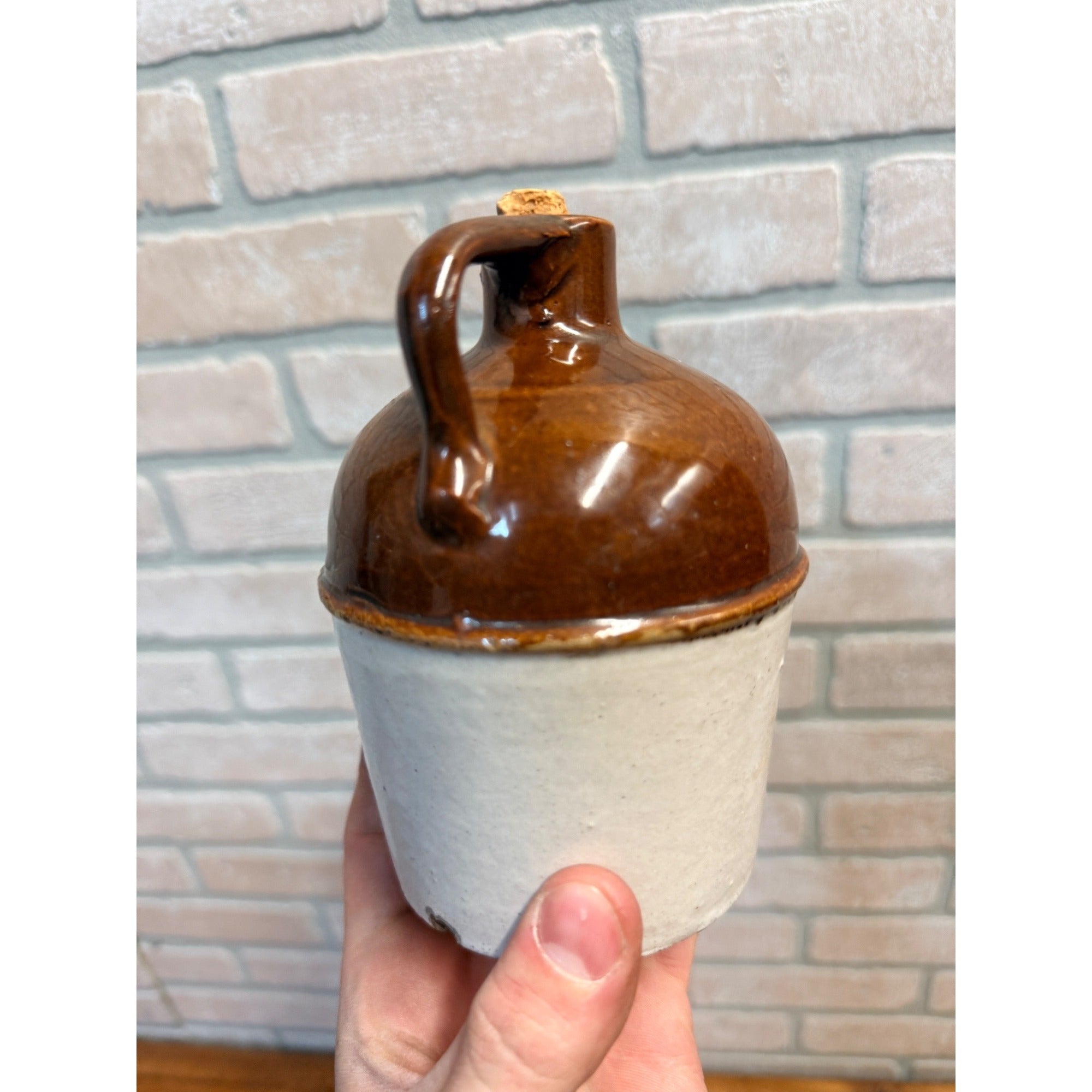 Antique Vintage Pipsqueak Mini Two Tone Stoneware Jug Whiskey