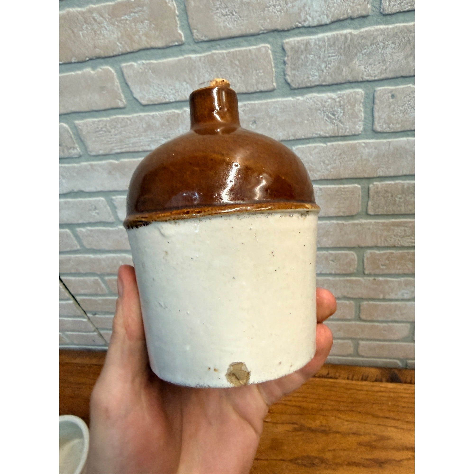 Antique Vintage Pipsqueak Mini Two Tone Stoneware Jug Whiskey