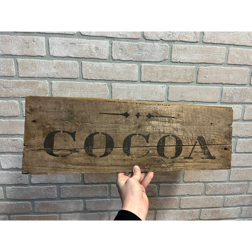 Antique Vintage Early 1900s "Cocoa" Wooden General Store Trade Sign Advertising