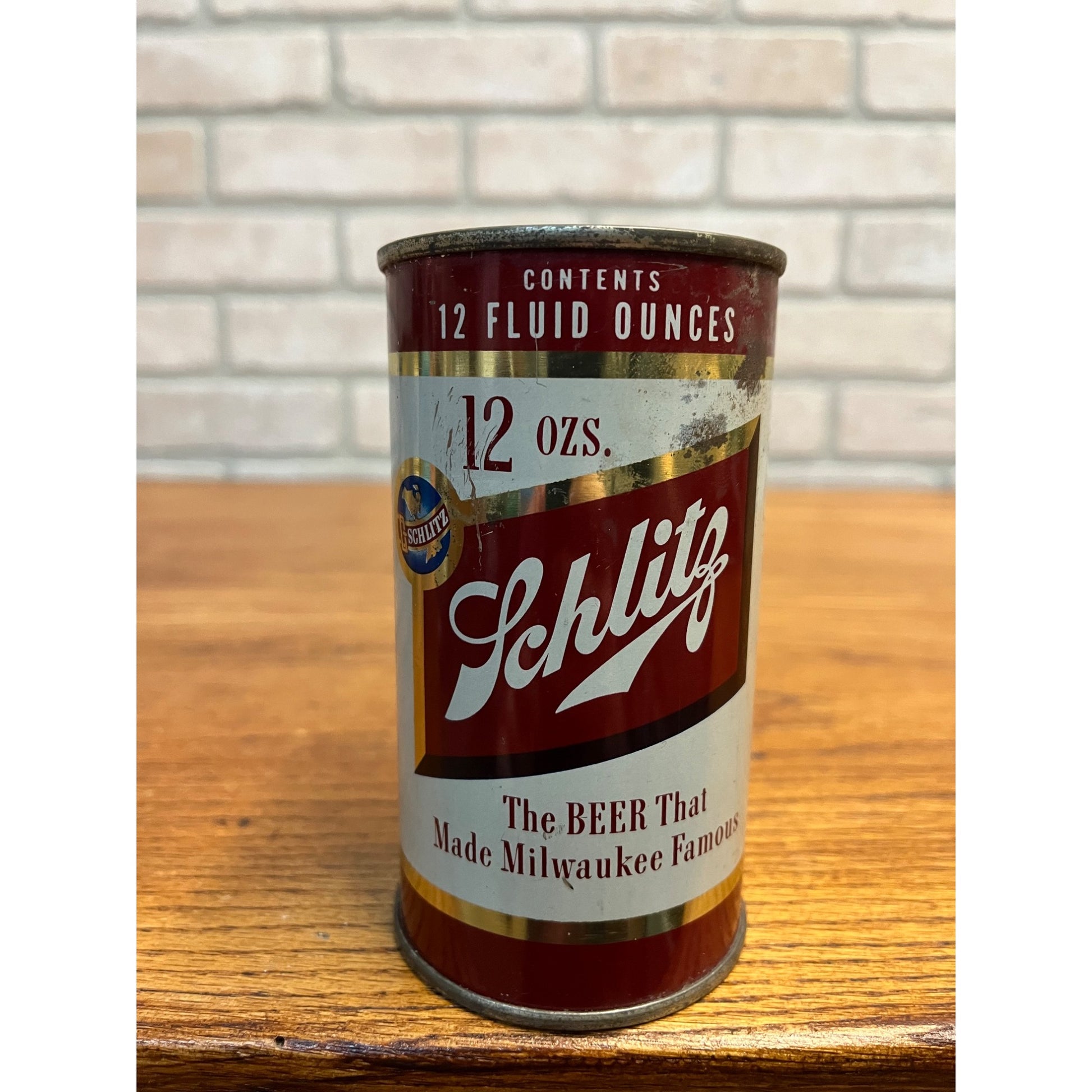 SCHLITZ FLAT TOP BEER CAN~1954 SCHLITZ BREWING CO MILWAUKEE WI SS