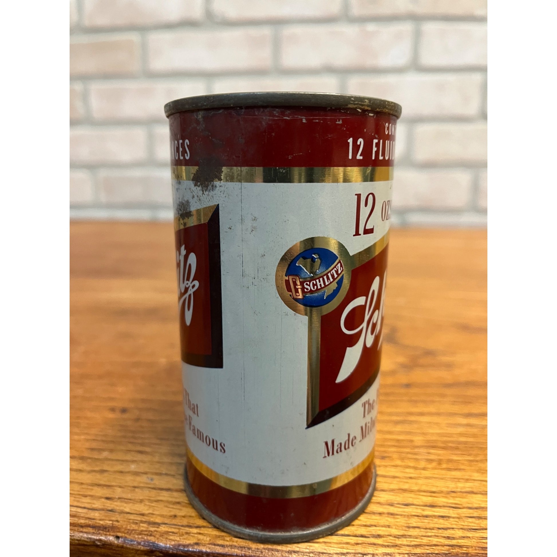 SCHLITZ FLAT TOP BEER CAN~1954 SCHLITZ BREWING CO MILWAUKEE WI SS