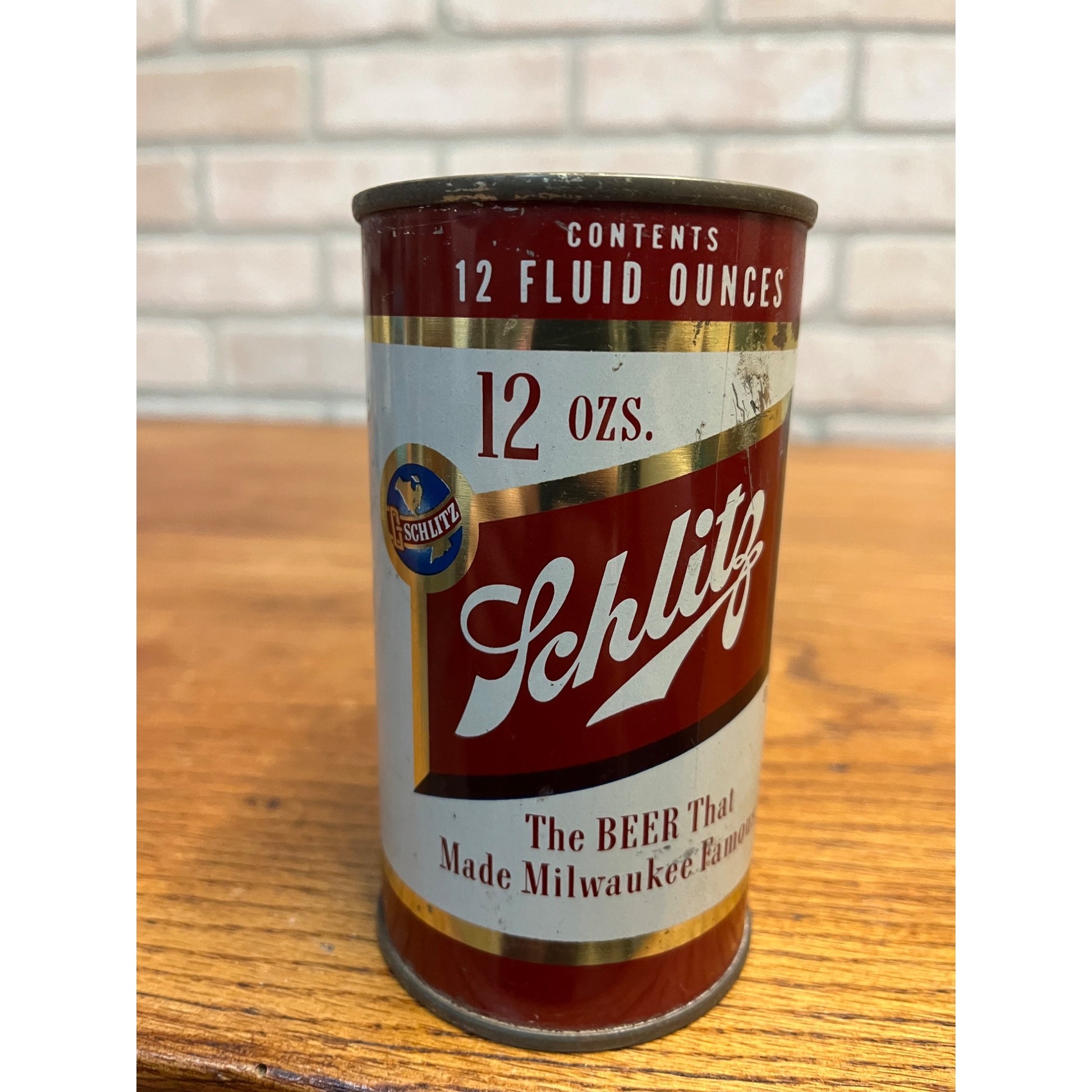 SCHLITZ FLAT TOP BEER CAN~1954 SCHLITZ BREWING CO MILWAUKEE WI SS