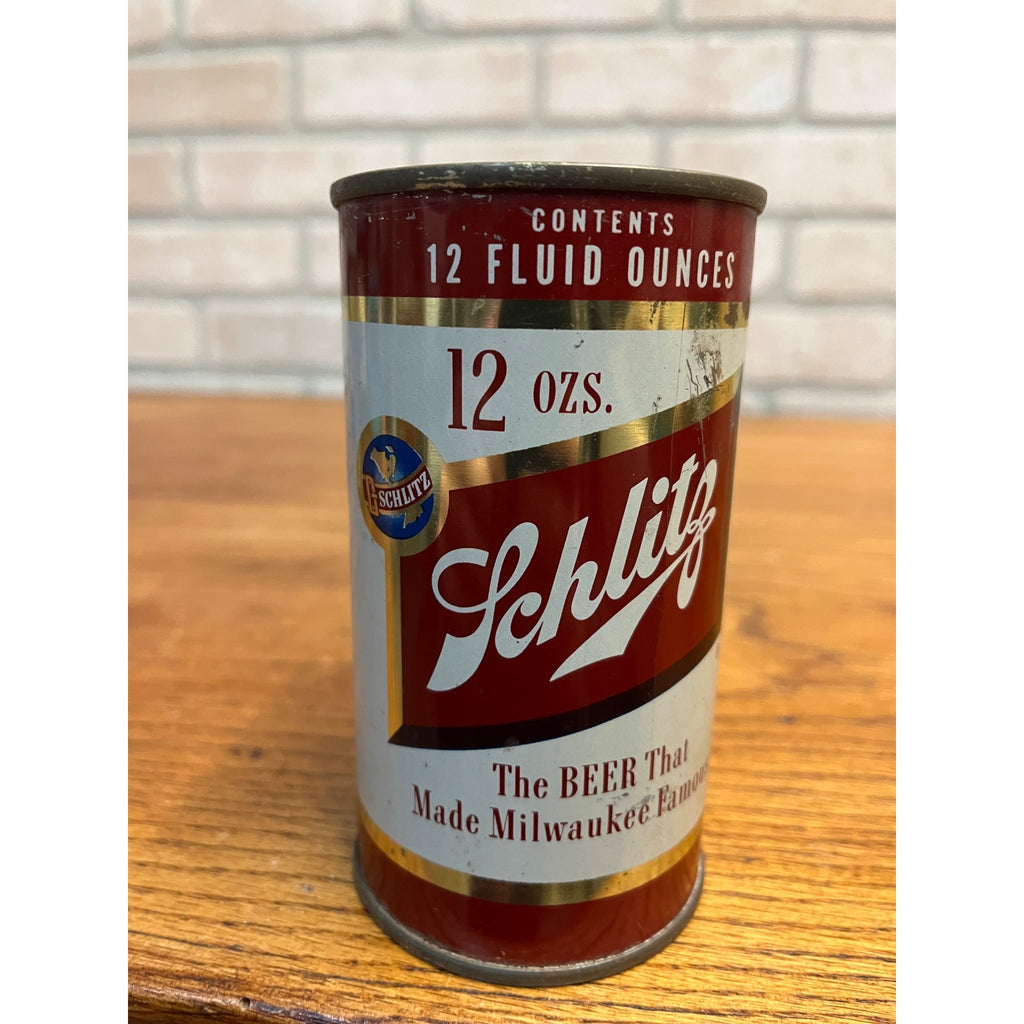 SCHLITZ FLAT TOP BEER CAN~1954 SCHLITZ BREWING CO MILWAUKEE WI SS