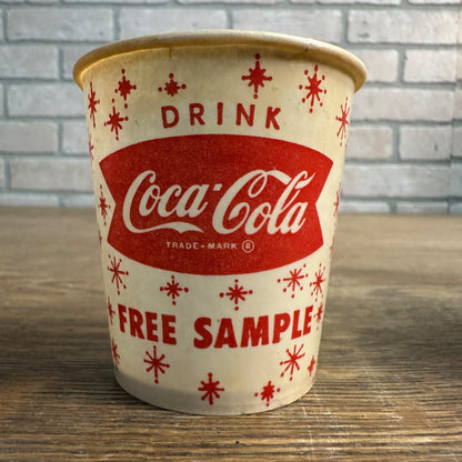 4oz Sample Enjoy Coca Cola Star Things Go Better Coke Fishtail Paper Wax Cup Soda