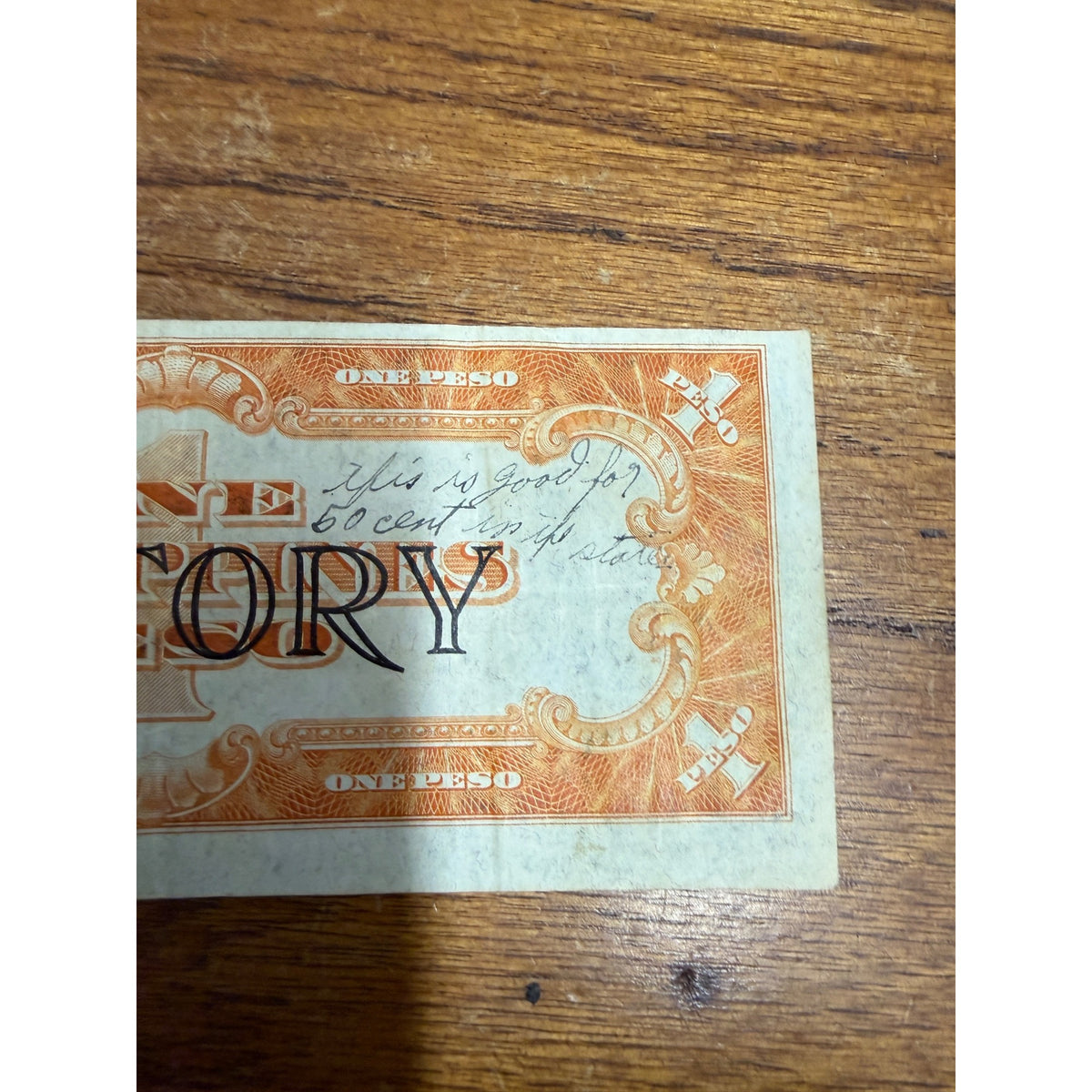 1944 Philippines Victory Series No. 66 One Peso Banknote Circulated