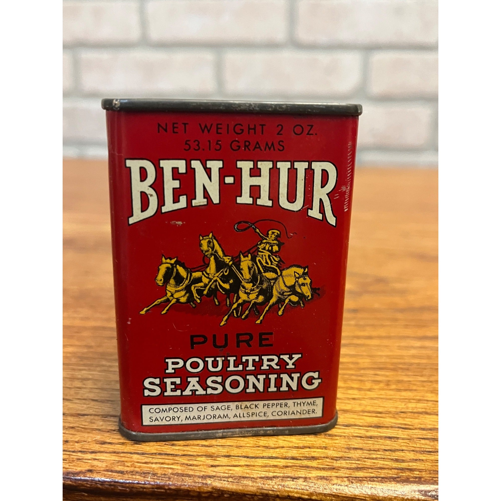 Vintage Ben Hur Spices Tin Poultry Seasoning Advertising Kitchen Country Store