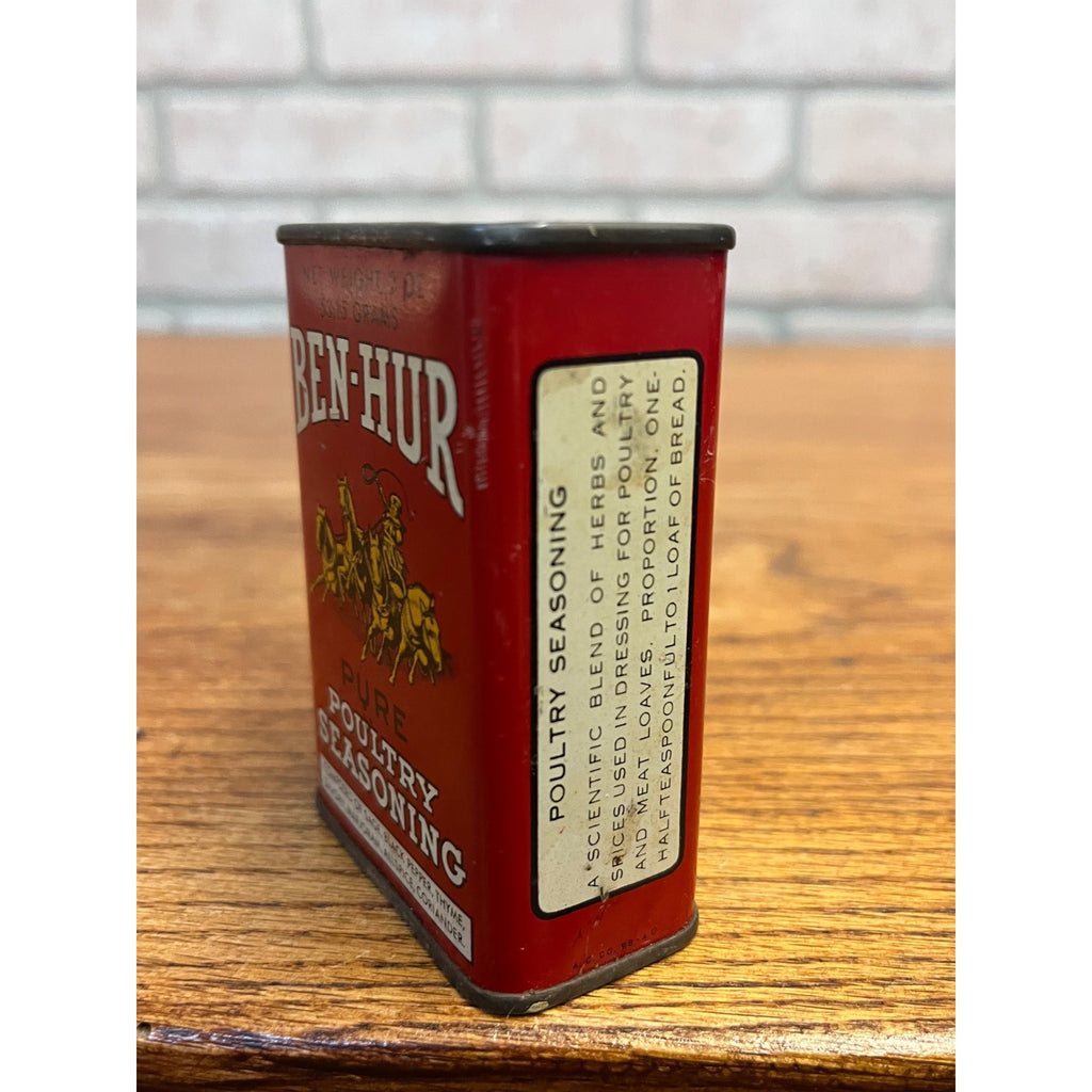Vintage Ben Hur Spices Tin Poultry Seasoning Advertising Kitchen Country Store