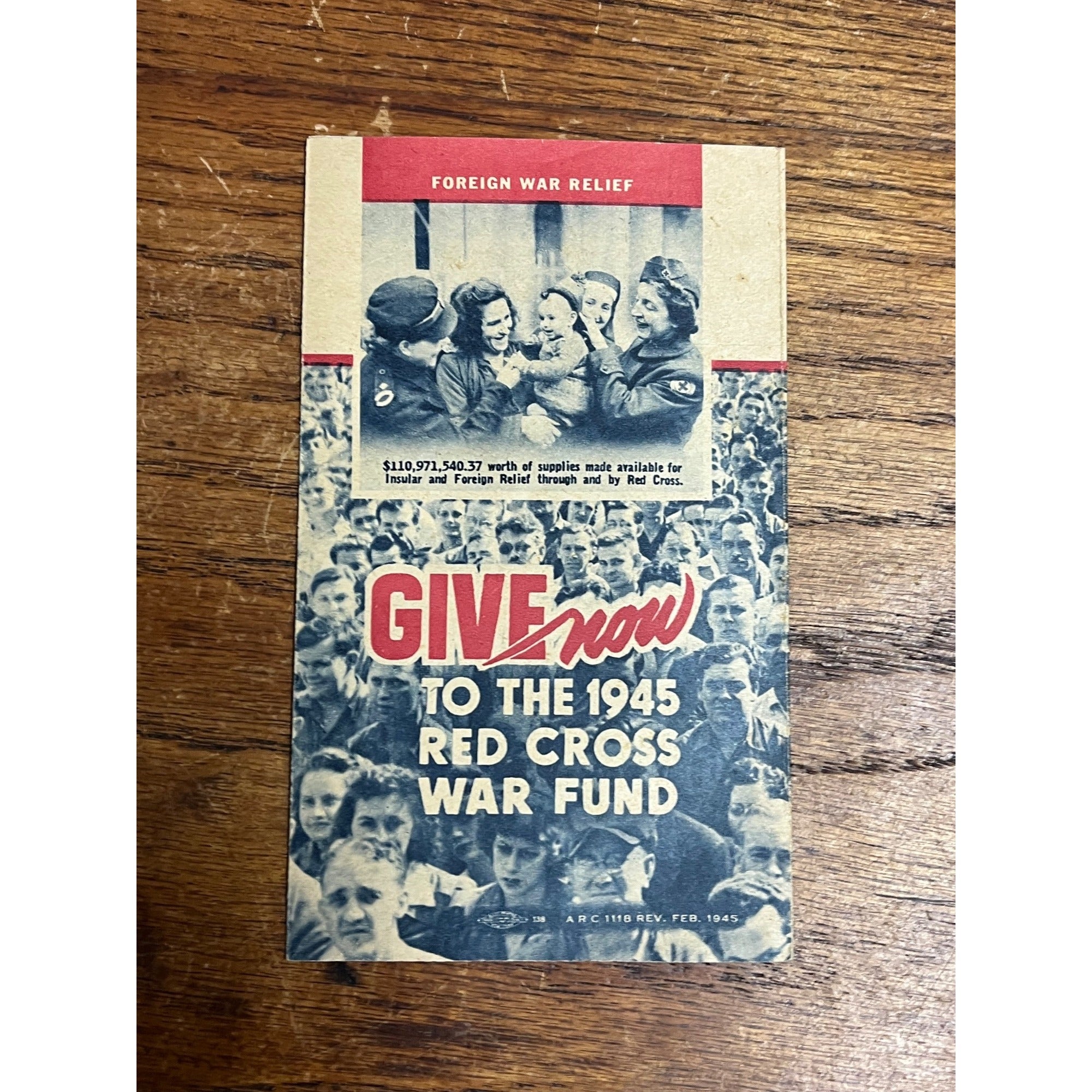 Vintage Red Cross 1945 War Fund Foreign War Relief Brochure WWII Historical Memorabilia