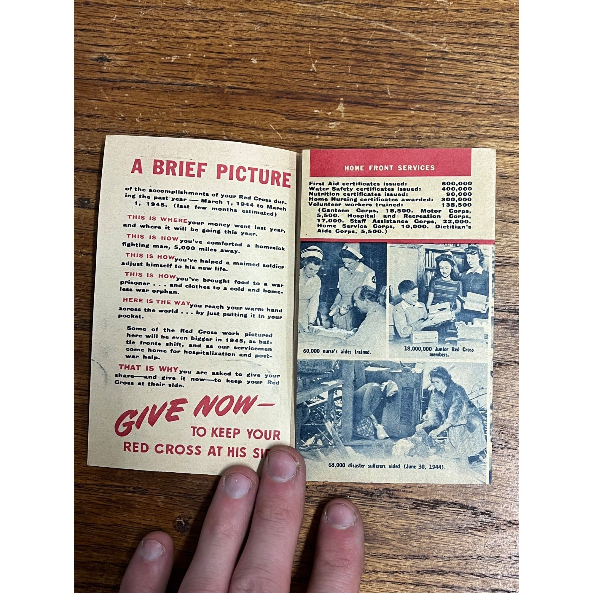 Vintage Red Cross 1945 War Fund Foreign War Relief Brochure WWII Historical Memorabilia