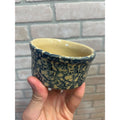 Vintage Robinson Ransbottom Pottery Small Stoneware Crock Dish Blue Sponge Pattern Roseville Ohio
