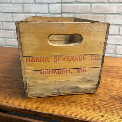 Wood Crate Box Holder Soda Pop Beverage Harra Oshkosh Wis  New King size