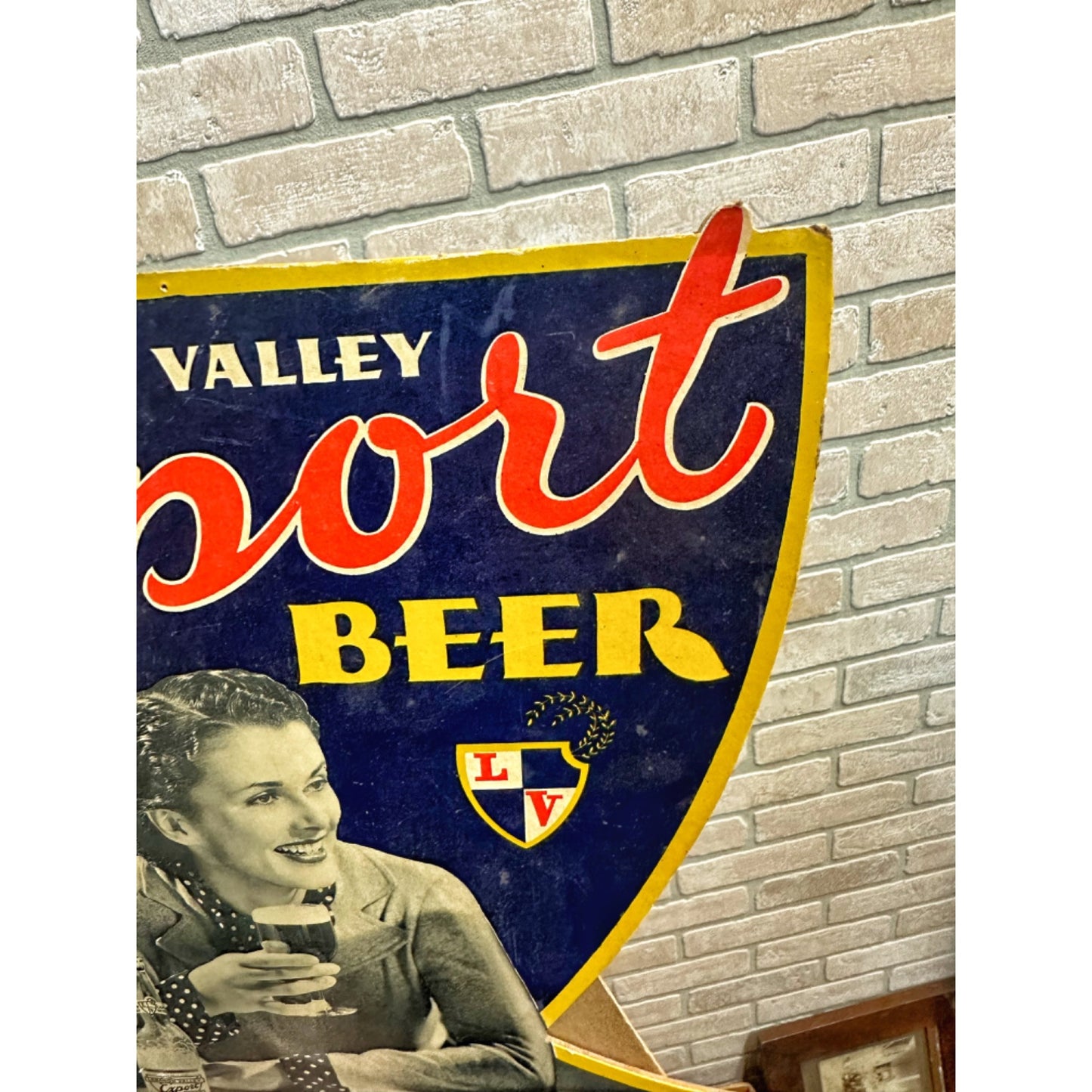 Vintage 1930s Lebanon Valley Export Beer Easelback Advertising Sign