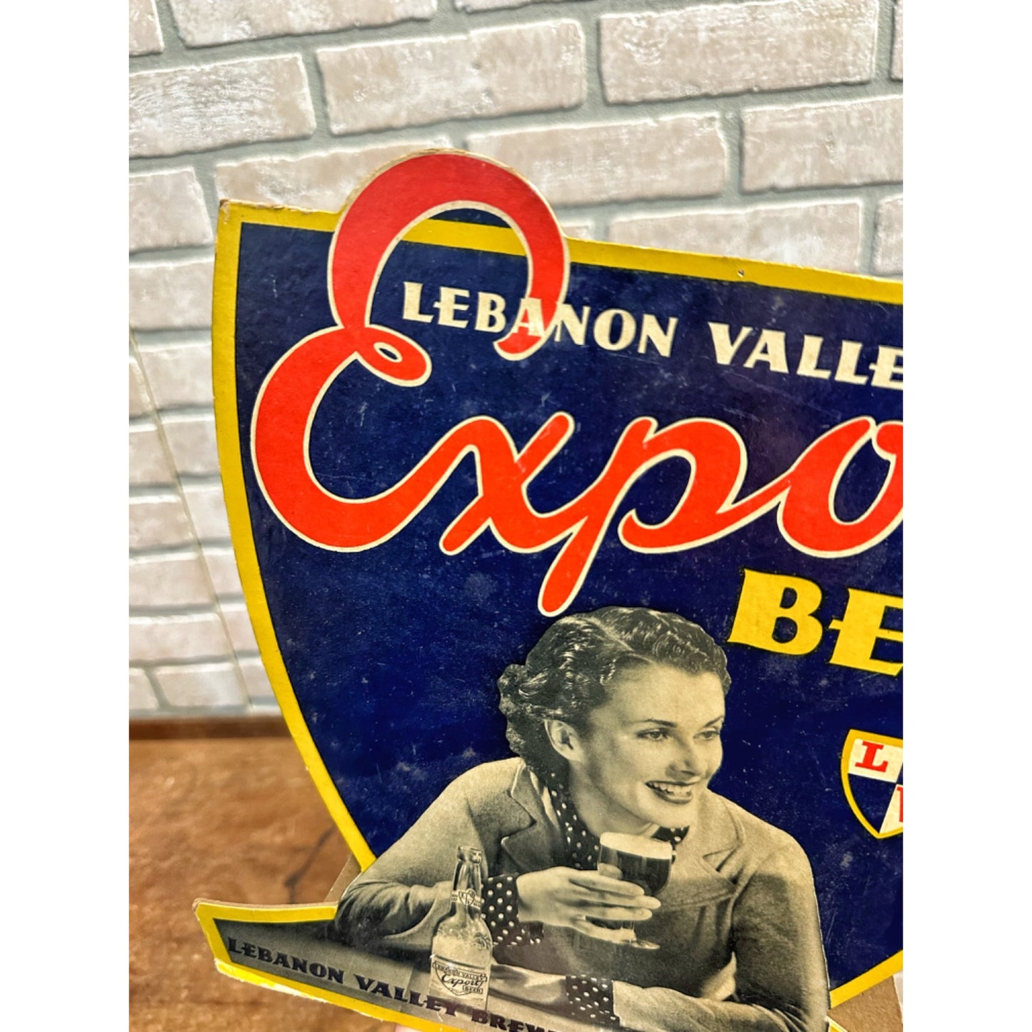 Vintage 1930s Lebanon Valley Export Beer Easelback Advertising Sign