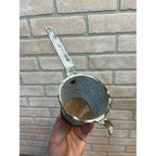 Antique Primitive Grey Graniteware Enamelware Handled Strainer Mesh Screen Farmhouse Kitchen Decor