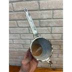 Antique Primitive Grey Graniteware Enamelware Handled Strainer Mesh Screen Farmhouse Kitchen Decor