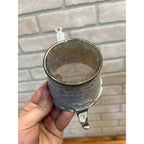 Antique Primitive Grey Graniteware Enamelware Handled Strainer Mesh Screen Farmhouse Kitchen Decor