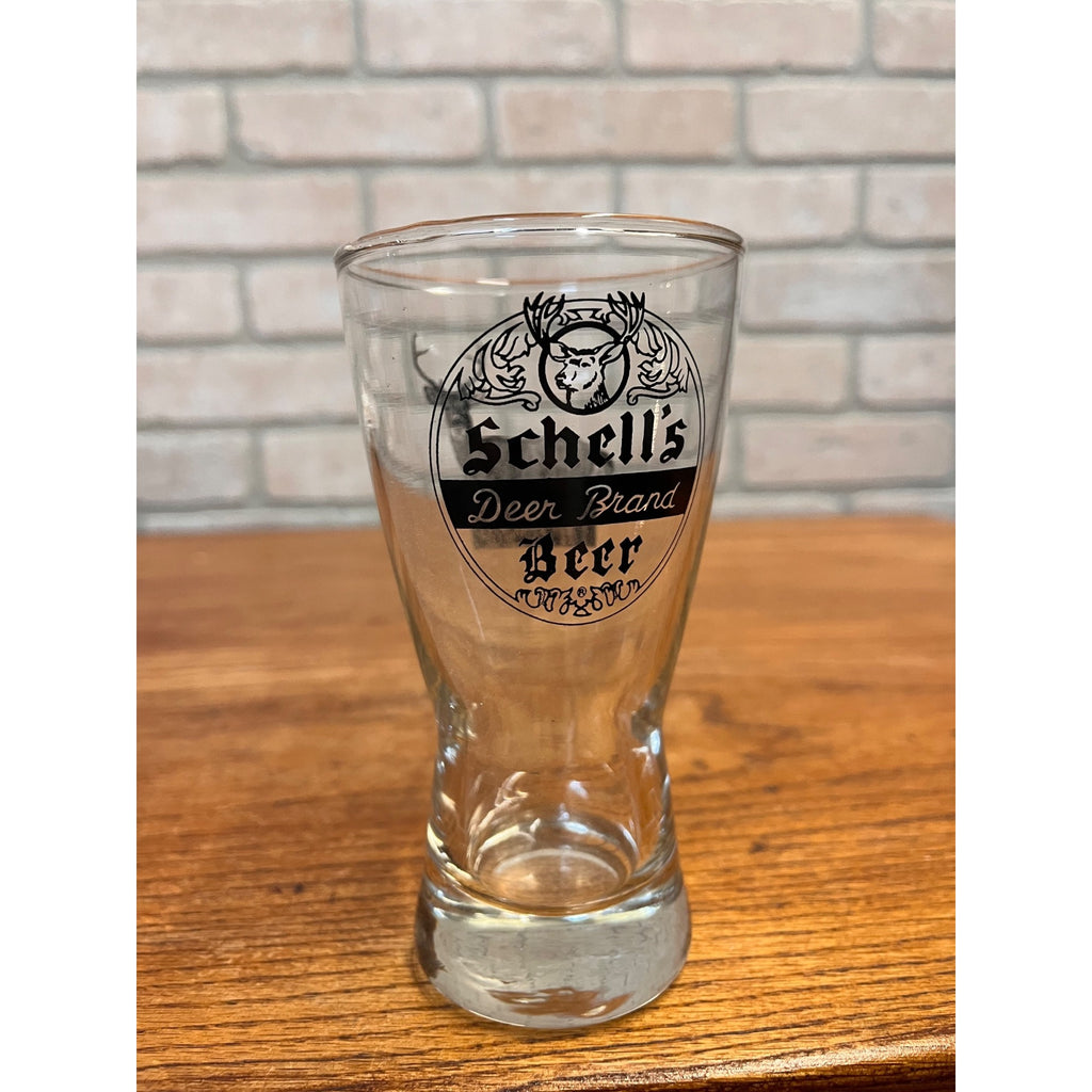 Vintage Schells Deer Brand Beer Pilsner Bar Glass 5.5" New Ulm Hourglass