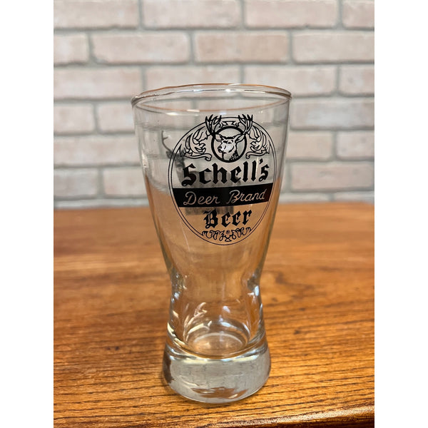 Vintage Schells Deer Brand Beer Pilsner Bar Glass 5.5" New Ulm Hourglass