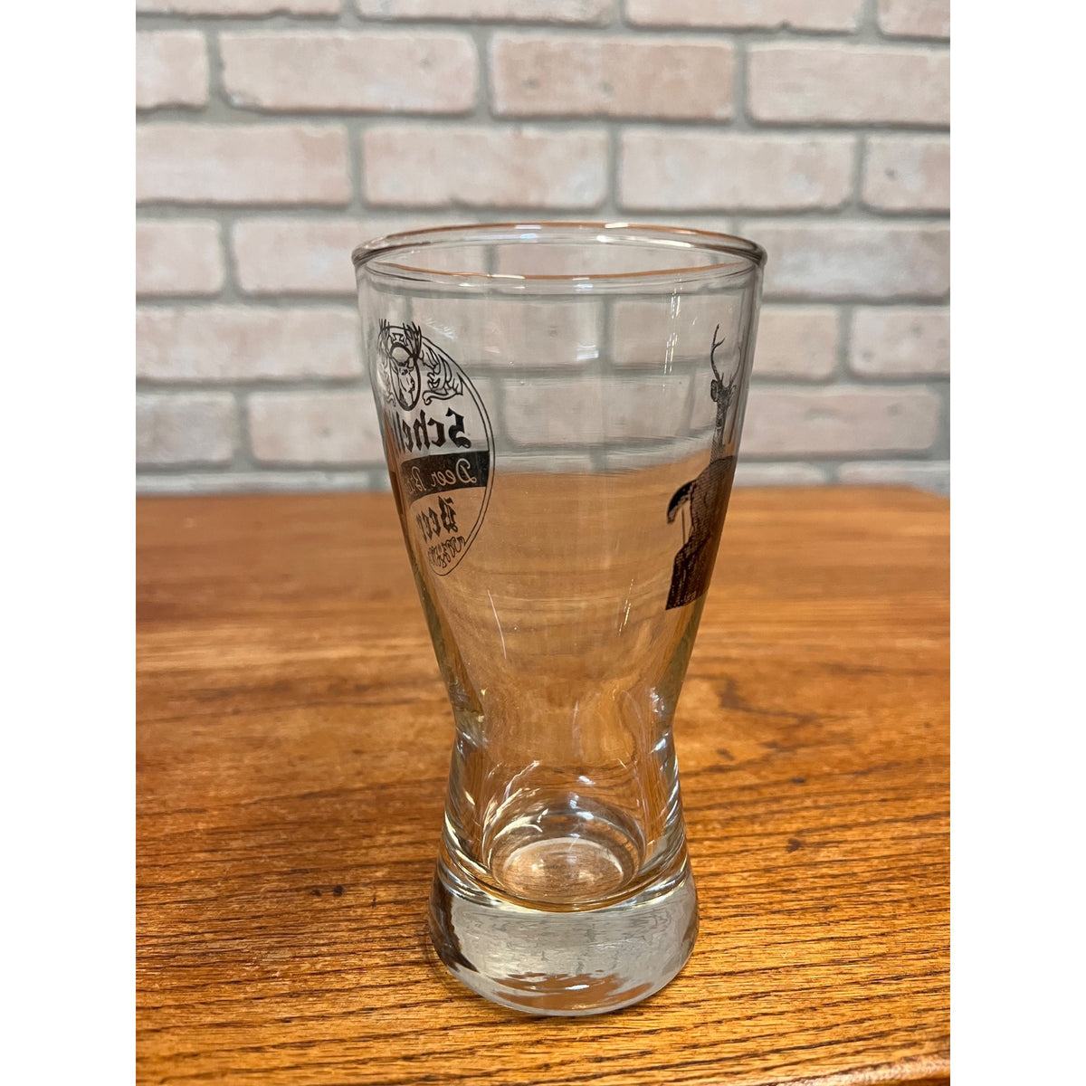 Vintage Schells Deer Brand Beer Pilsner Bar Glass 5.5" New Ulm Hourglass