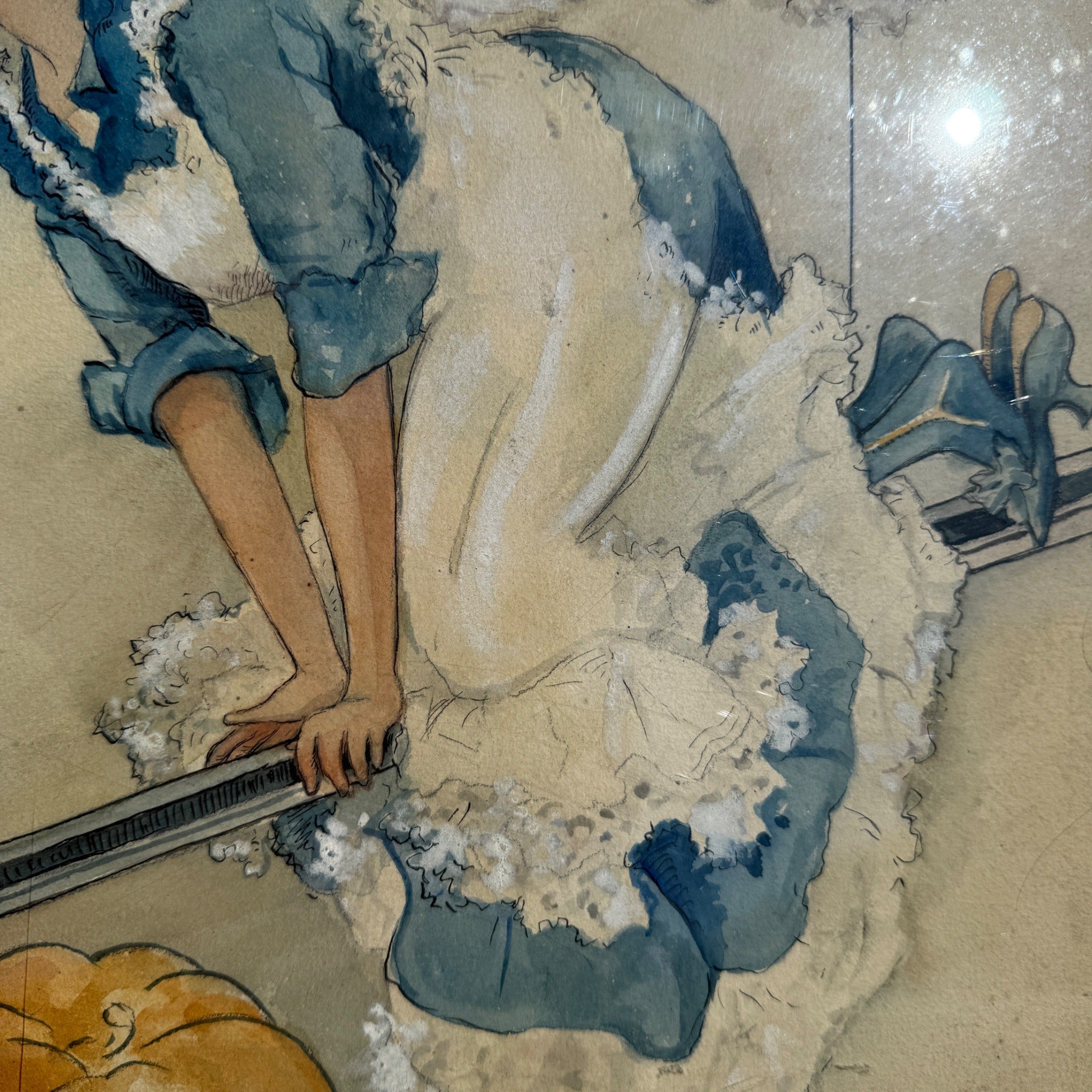 Original 1930s Halloween Party Poster Artist Signed Antique Watercoloring Artwork