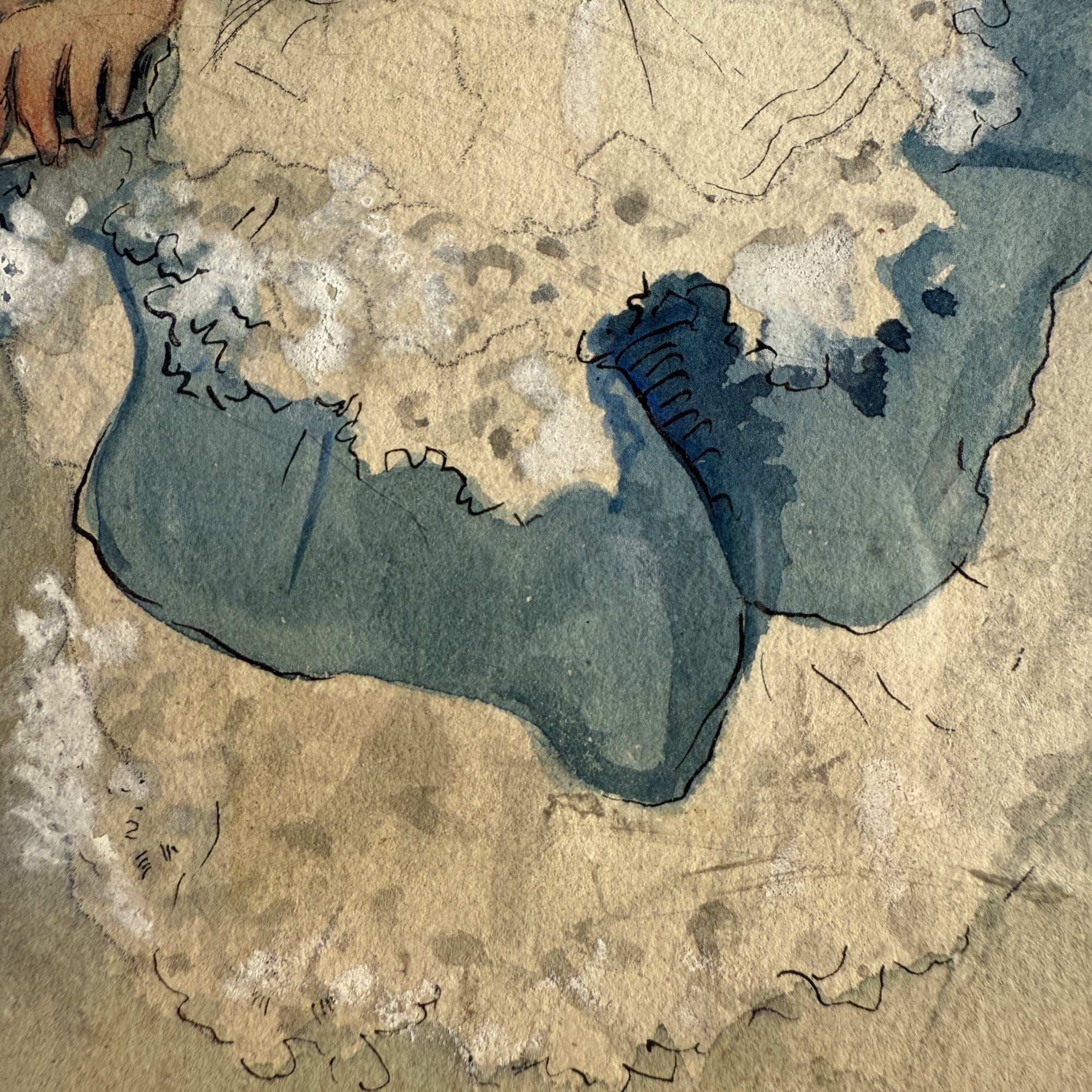 Original 1930s Halloween Party Poster Artist Signed Antique Watercoloring Artwork