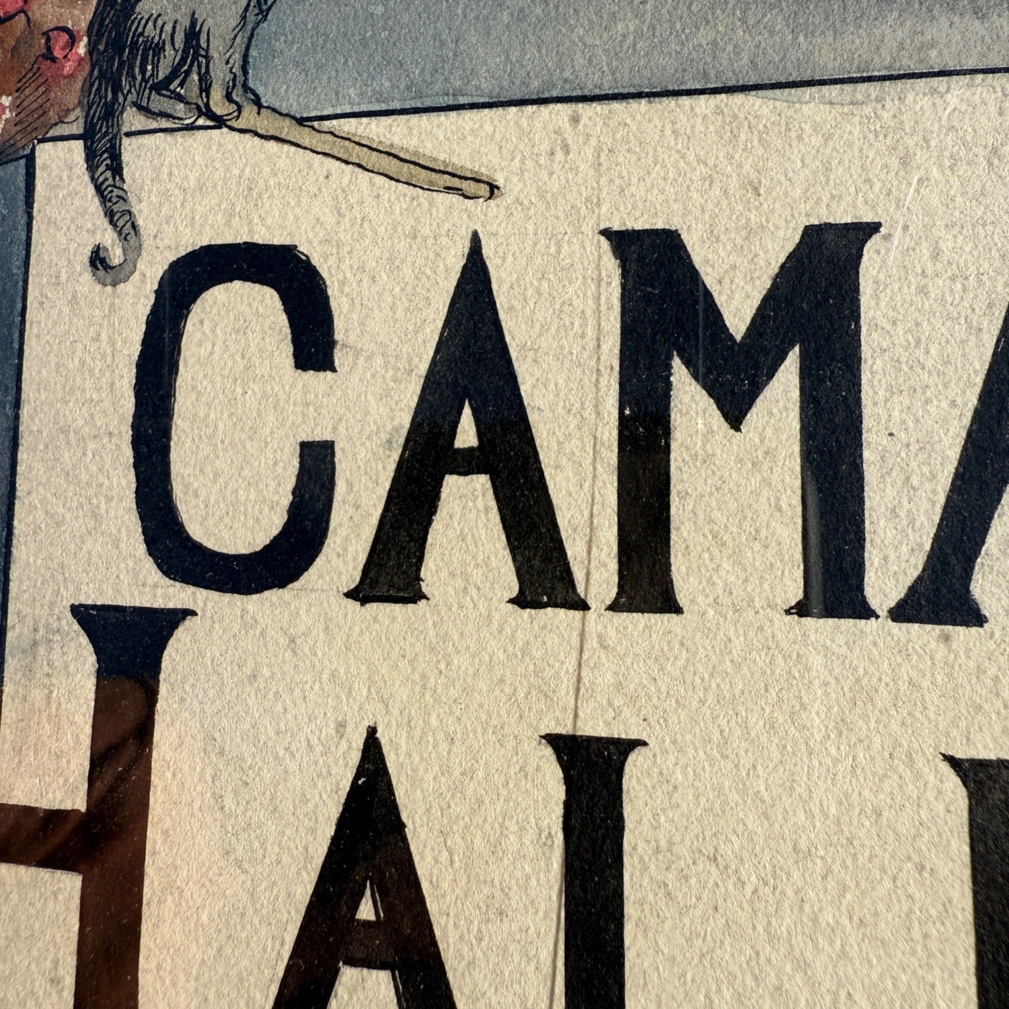 Original 1930s Halloween Party Poster Artist Signed Antique Watercoloring Artwork