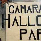 Original 1930s Halloween Party Poster Artist Signed Antique Watercoloring Artwork