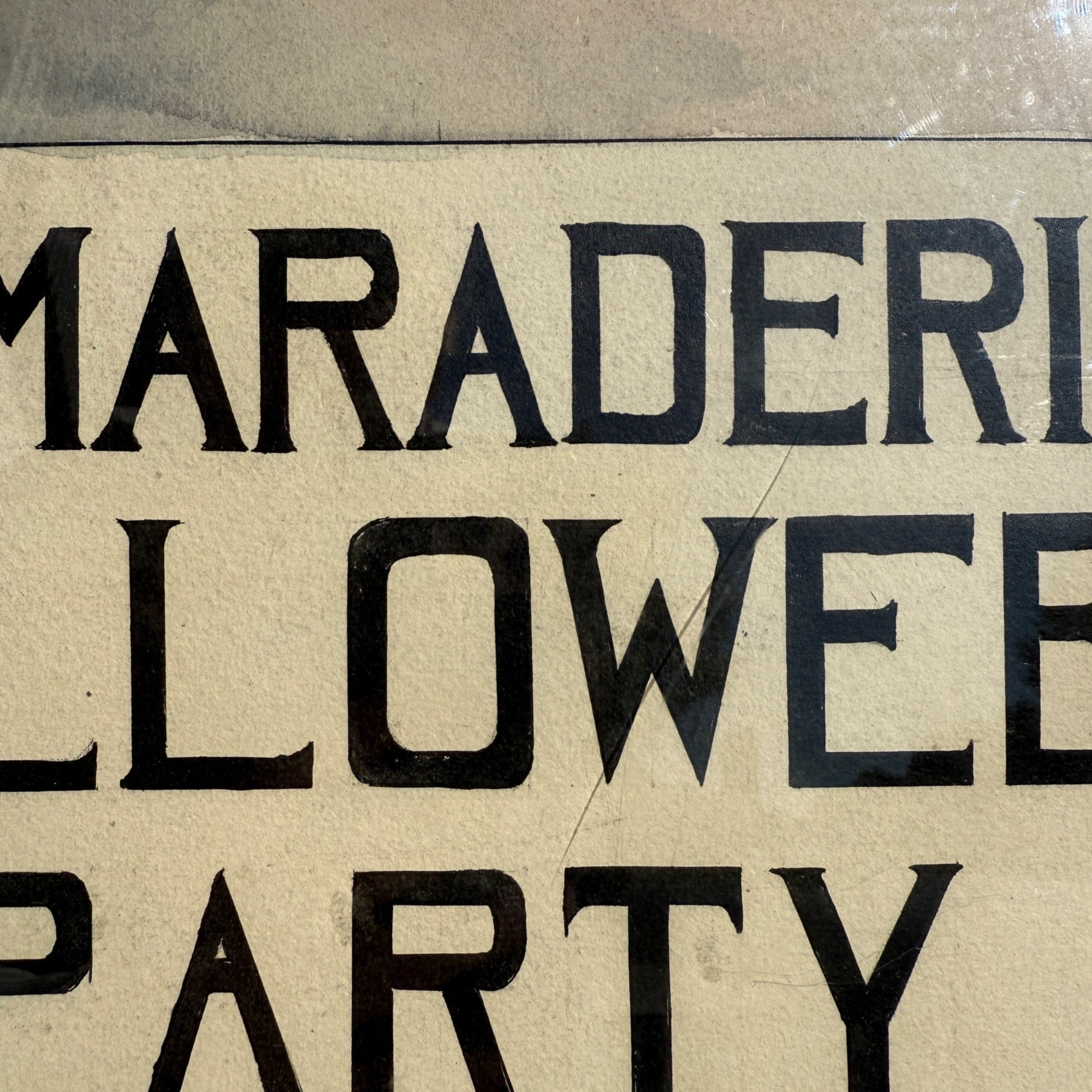 Original 1930s Halloween Party Poster Artist Signed Antique Watercoloring Artwork