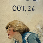 Original 1930s Halloween Party Poster Artist Signed Antique Watercoloring Artwork