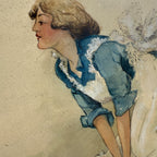 Original 1930s Halloween Party Poster Artist Signed Antique Watercoloring Artwork