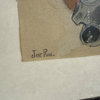 Original 1930s Halloween Party Poster Artist Signed Antique Watercoloring Artwork