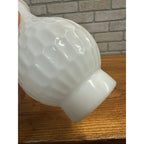 Vintage 8.5” White Fluted Milk Glass Beaded Hurricane Chimney Oil Lamp Shade