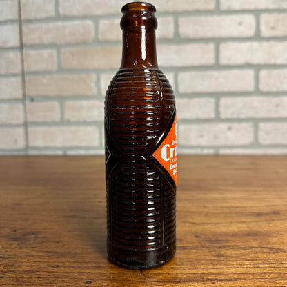 Vintage 1964 Orange Crush brown Ribbed Crushie Bottle ACL Glass 1095