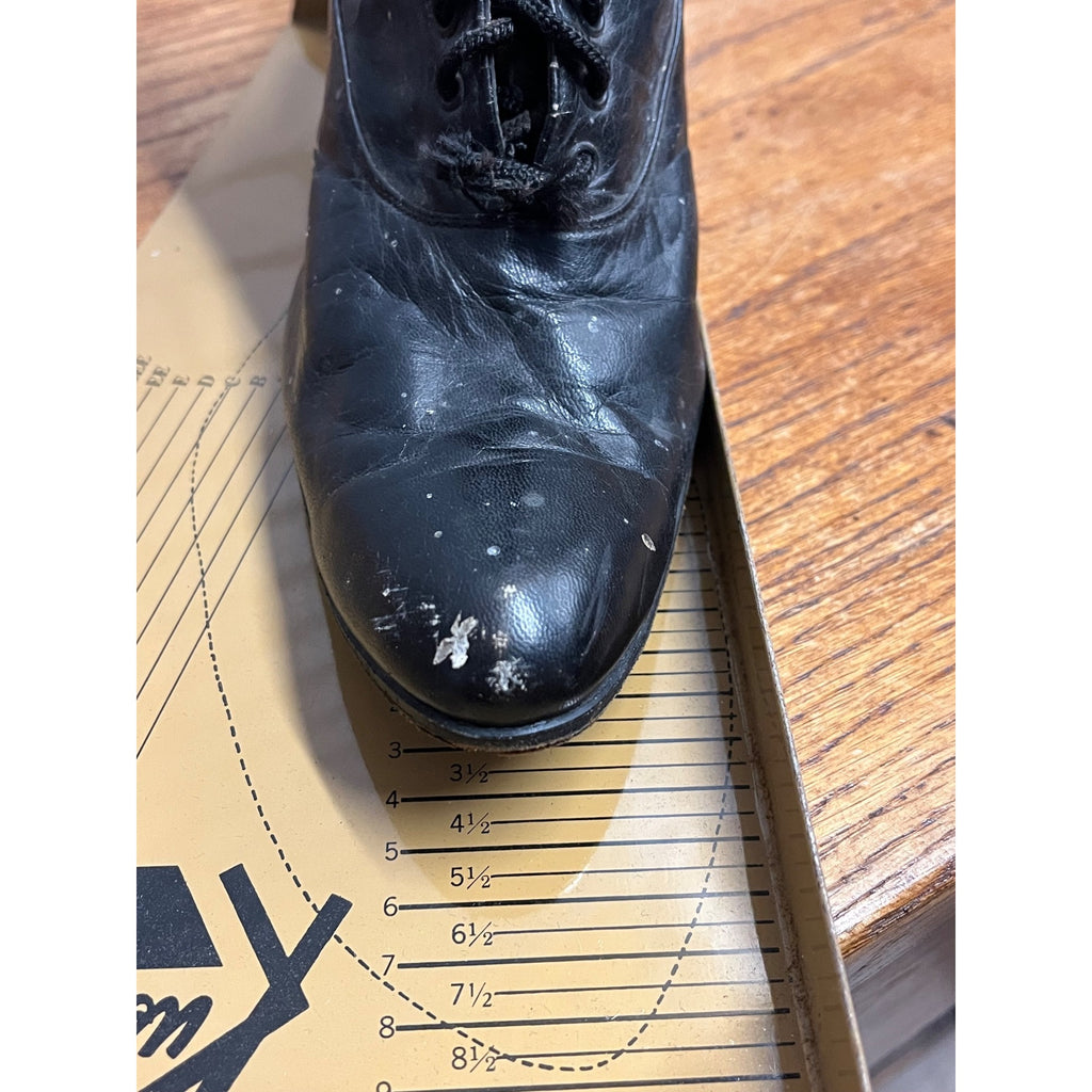 Antique 19th c. Victorian Black Leather Lace-Up Boots Edwardian 1890s Tall 10.5"