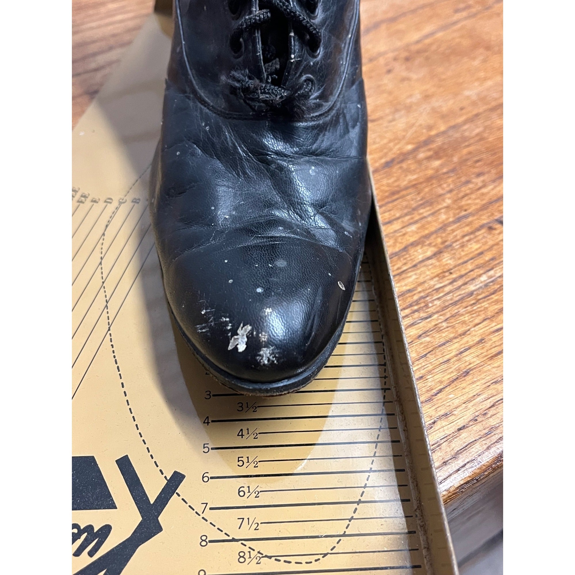 Antique 19th c. Victorian Black Leather Lace-Up Boots Edwardian 1890s Tall 10.5"