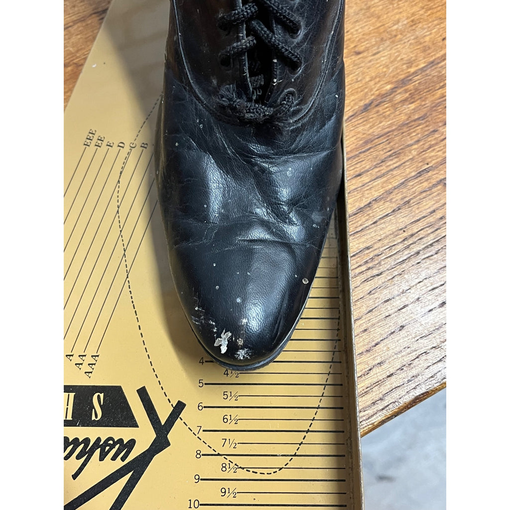 Antique 19th c. Victorian Black Leather Lace-Up Boots Edwardian 1890s Tall 10.5"