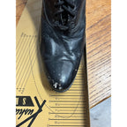 Antique 19th c. Victorian Black Leather Lace-Up Boots Edwardian 1890s Tall 10.5"