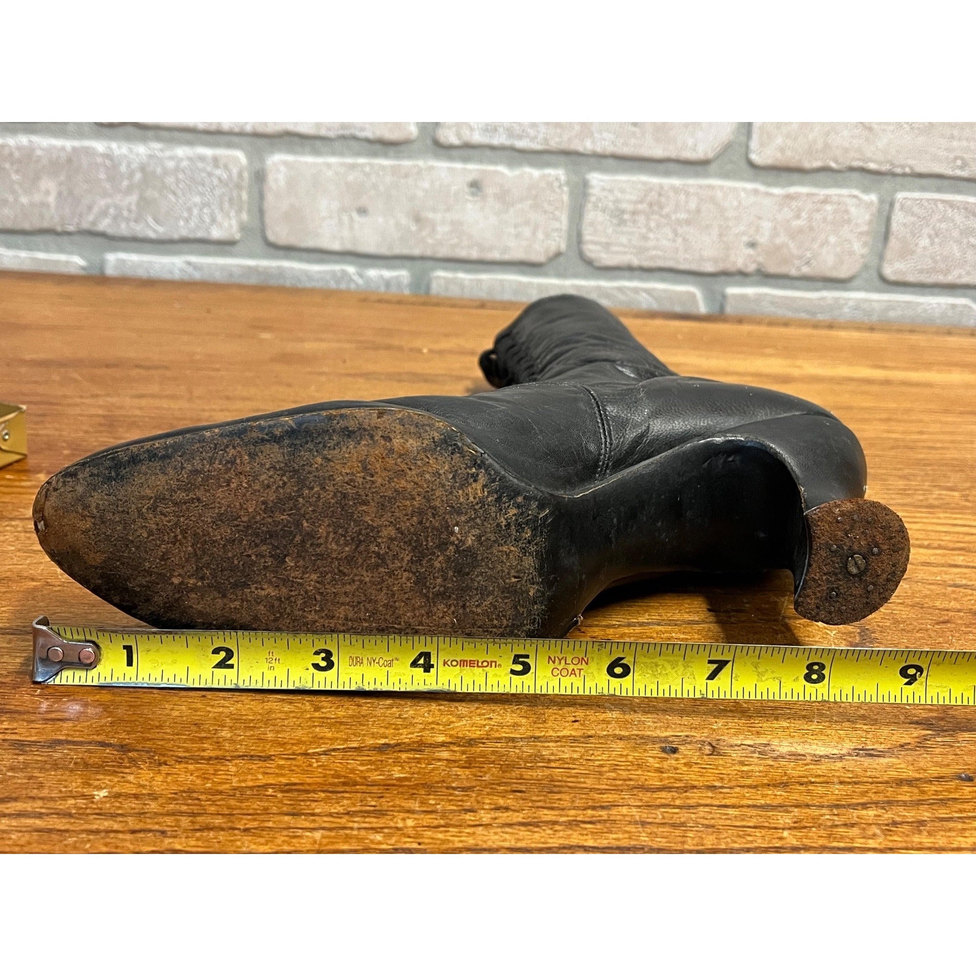 Antique 19th c. Victorian Black Leather Lace-Up Boots Edwardian 1890s Tall 10.5"