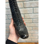 Antique 19th c. Victorian Black Leather Lace-Up Boots Edwardian 1890s Tall 10.5"