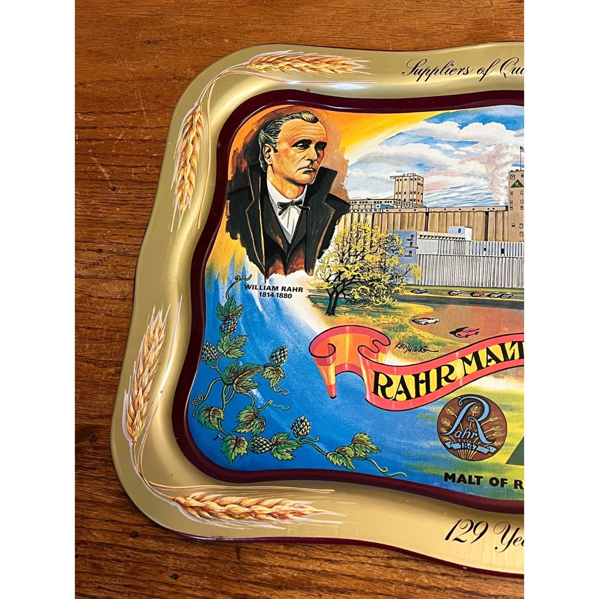 Vintage 1976 Rahr Malting Company oversized beer tray Manitowoc Wis 19X13
