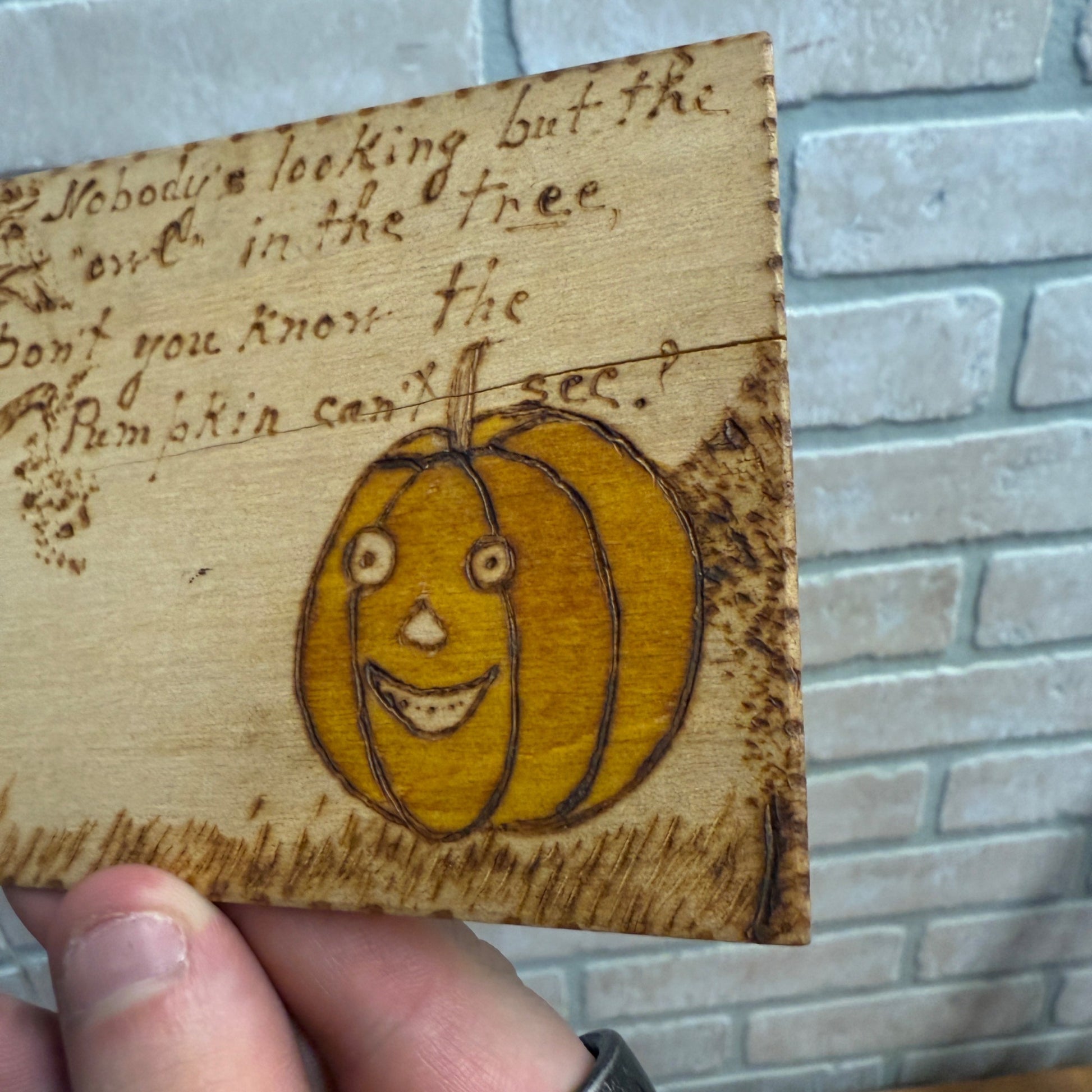 1908 Antique Wooden Pyrography Halloween Postcard – Owl & Pumpkin