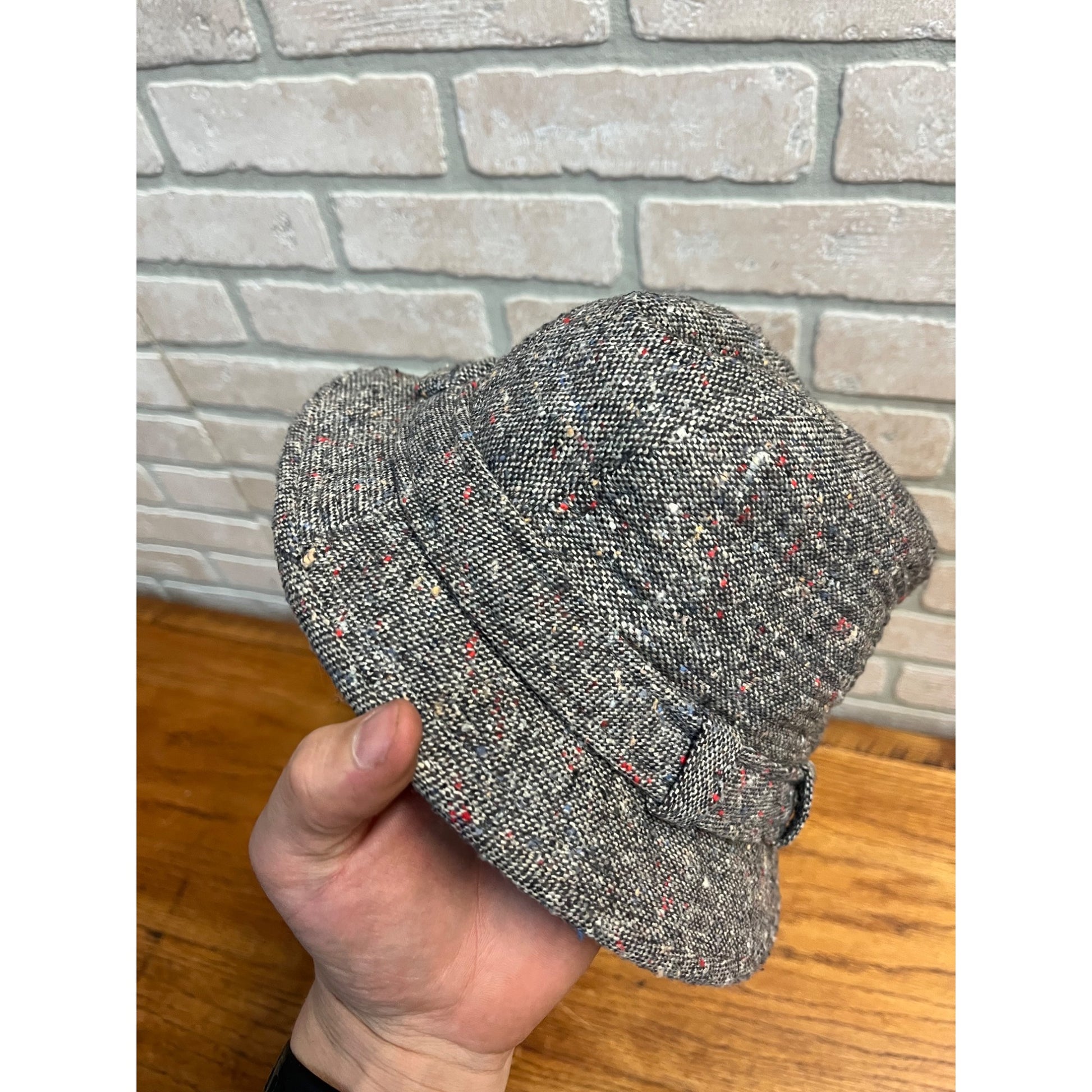 Vintage Country Gentlemen Traveler Curshable Tweed Men's Hat Red Feather 7-1/8