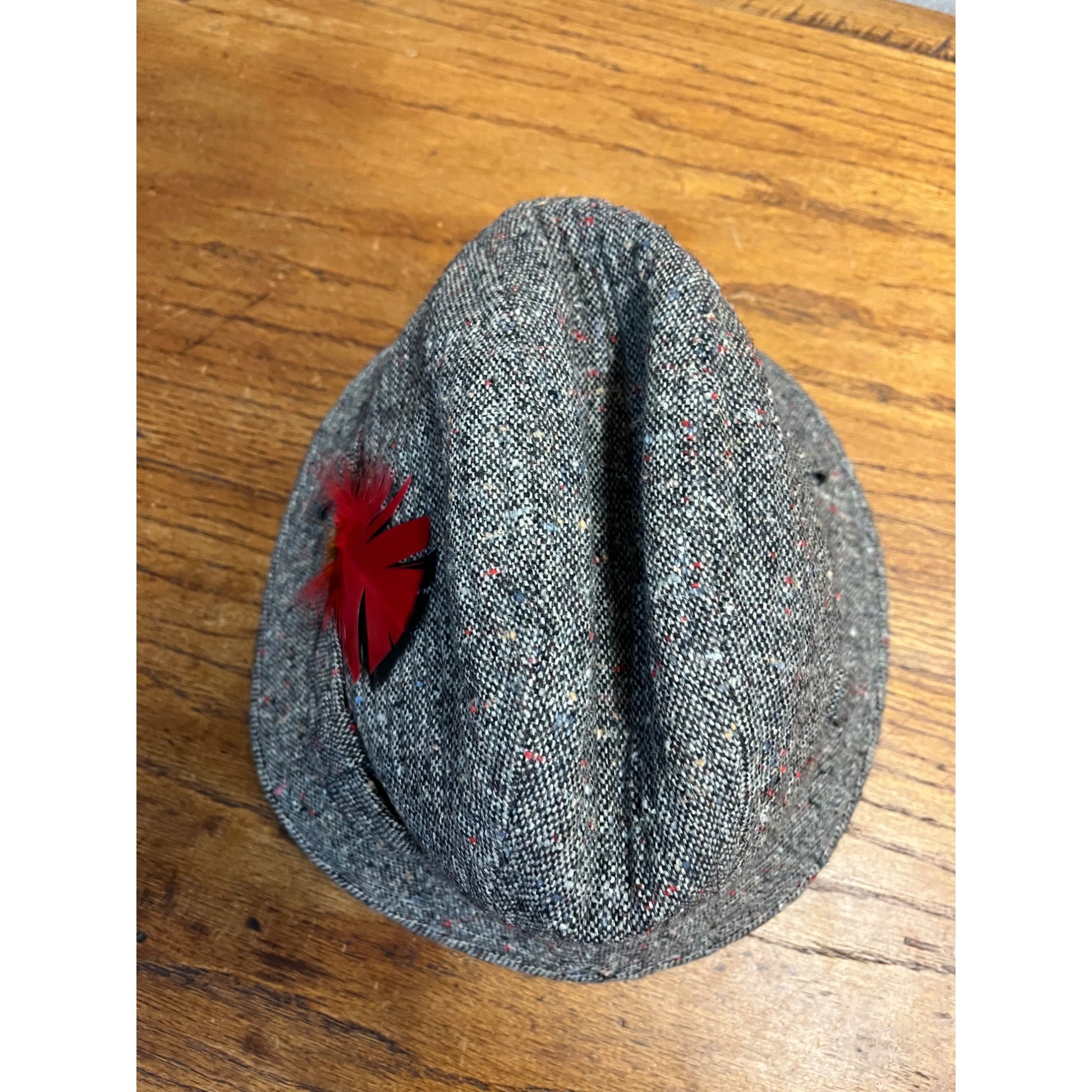 Vintage Country Gentlemen Traveler Curshable Tweed Men's Hat Red Feather 7-1/8