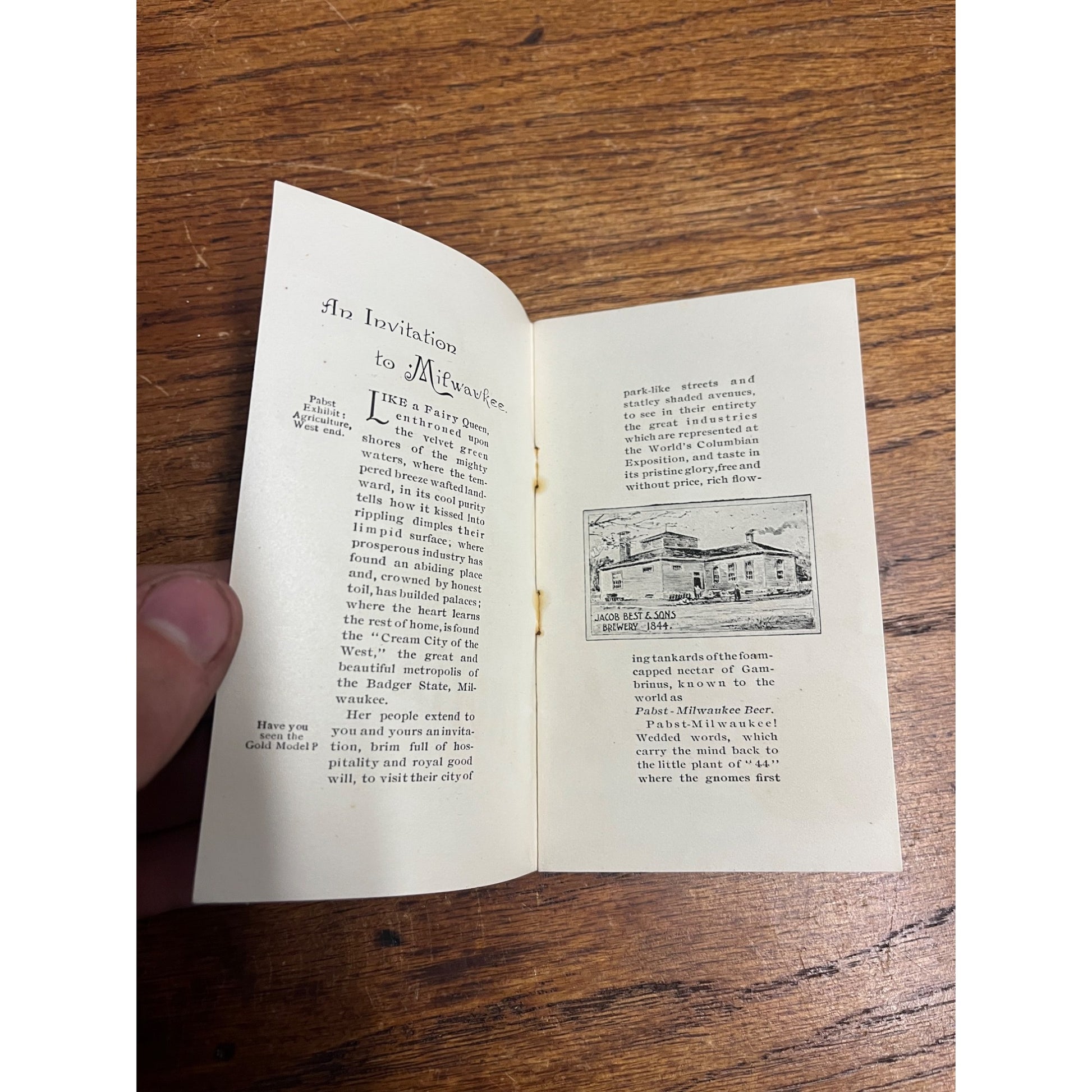 RARE 1893 Pabst Beer Milwaukee Columbian Exposition Advertising Booklet Pre-Pro