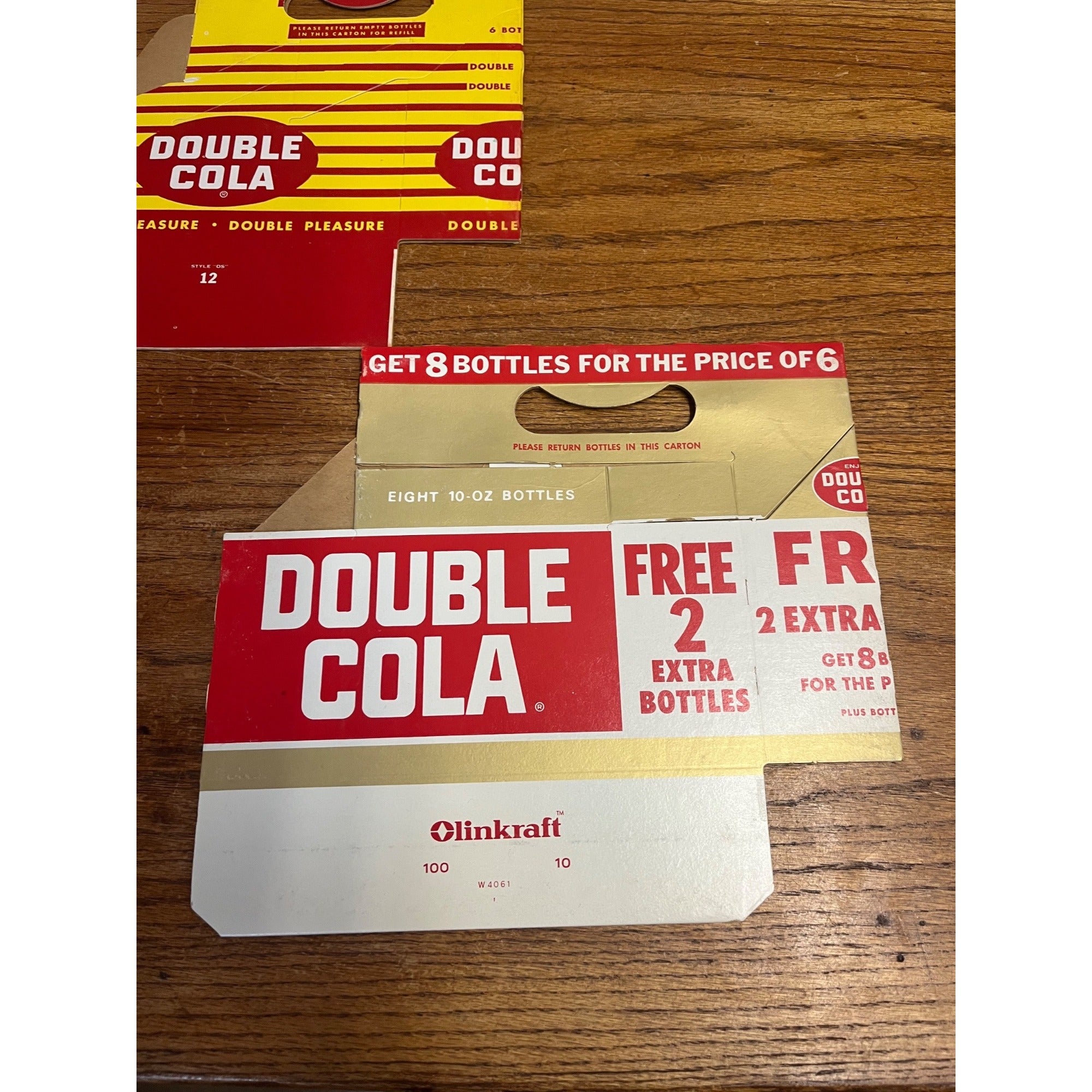 (2) Vintage Double Cola NOS Soda Carrier Totes Advertising Bottle Carrier