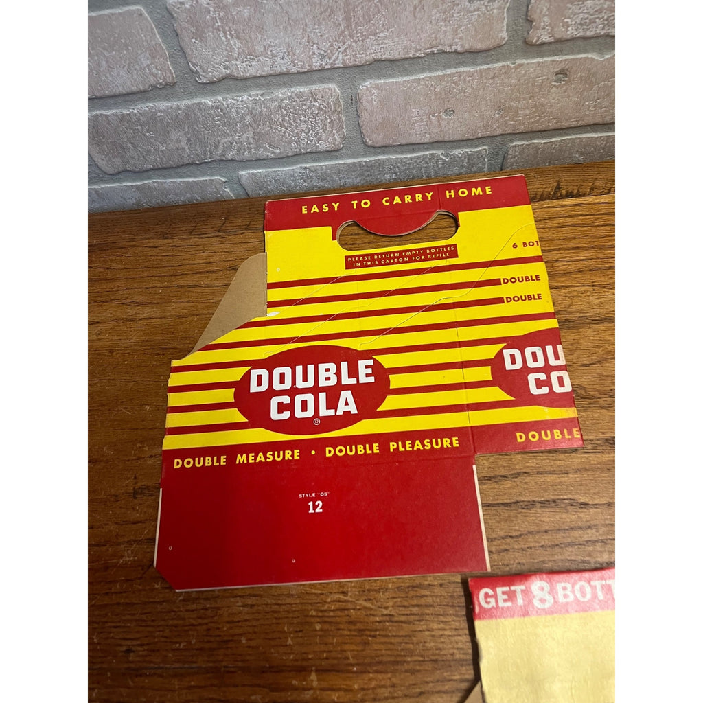 (2) Vintage Double Cola NOS Soda Carrier Totes Advertising Bottle Carrier