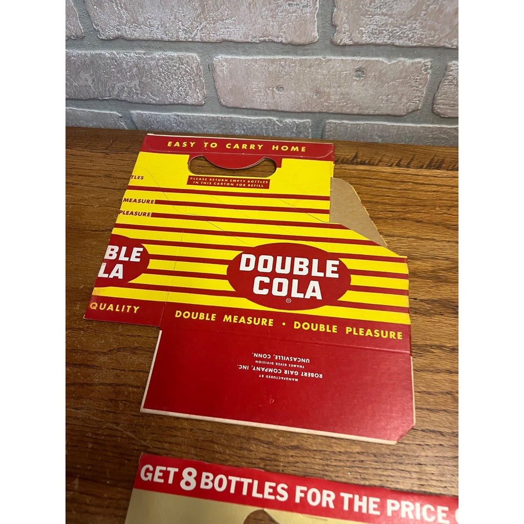 (2) Vintage Double Cola NOS Soda Carrier Totes Advertising Bottle Carrier