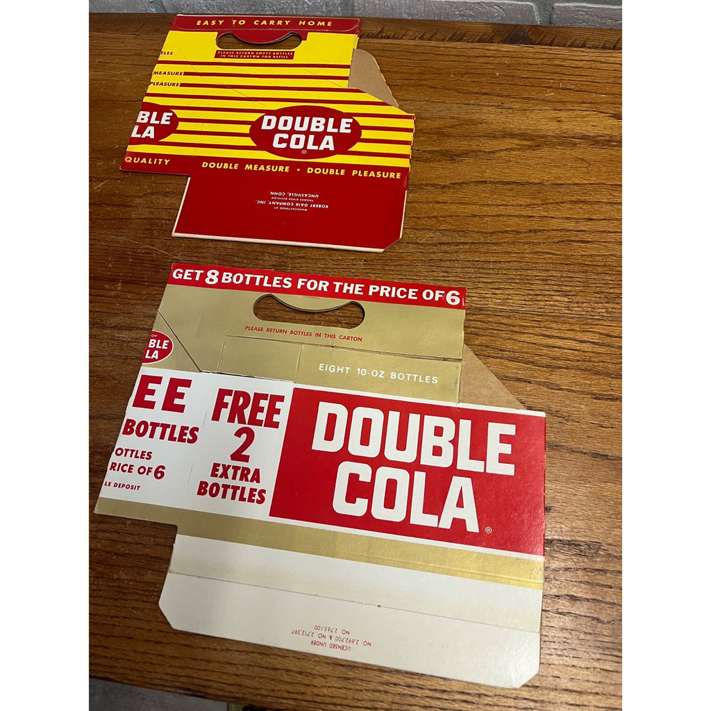 (2) Vintage Double Cola NOS Soda Carrier Totes Advertising Bottle Carrier